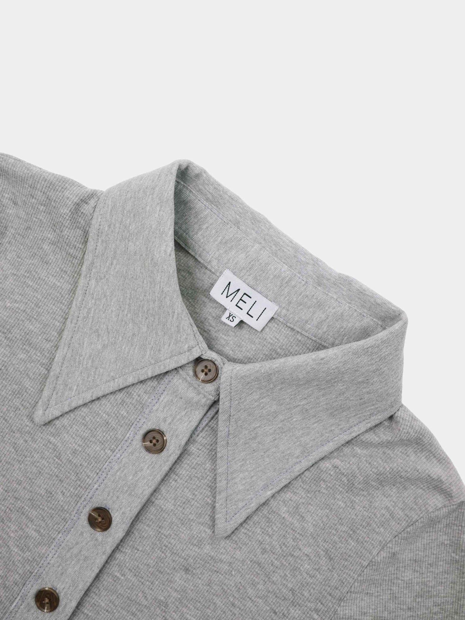 Ribbed Button Down Shirt-Heathered Grey