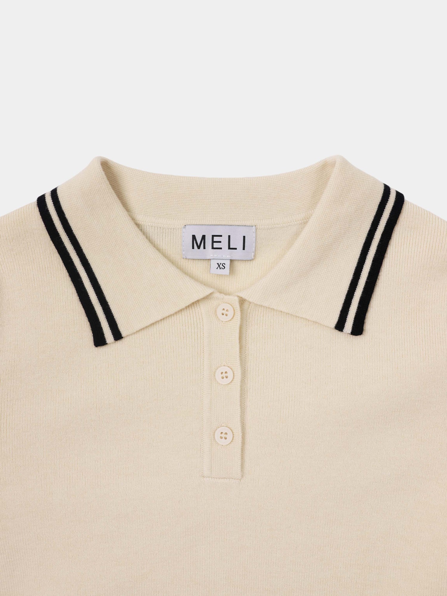 Bell Sleeve Polo-Cream/Black