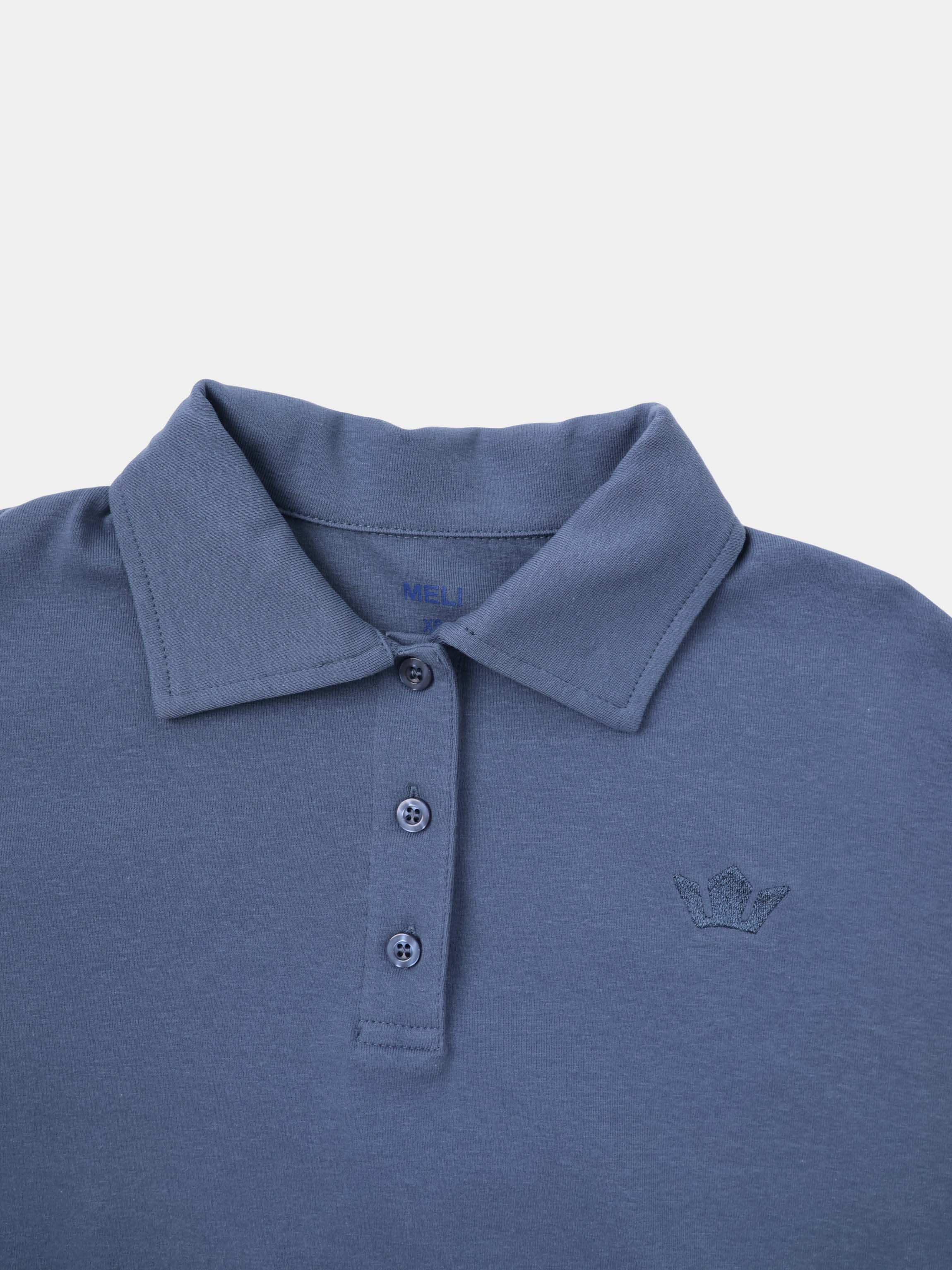 Collared Bomber Tee-Grey Blue