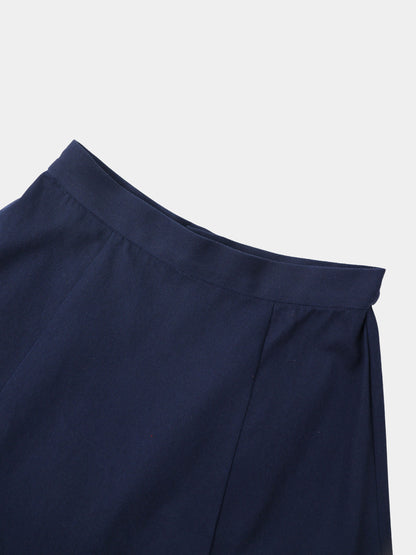Twill Trumpet Skirt-Navy
