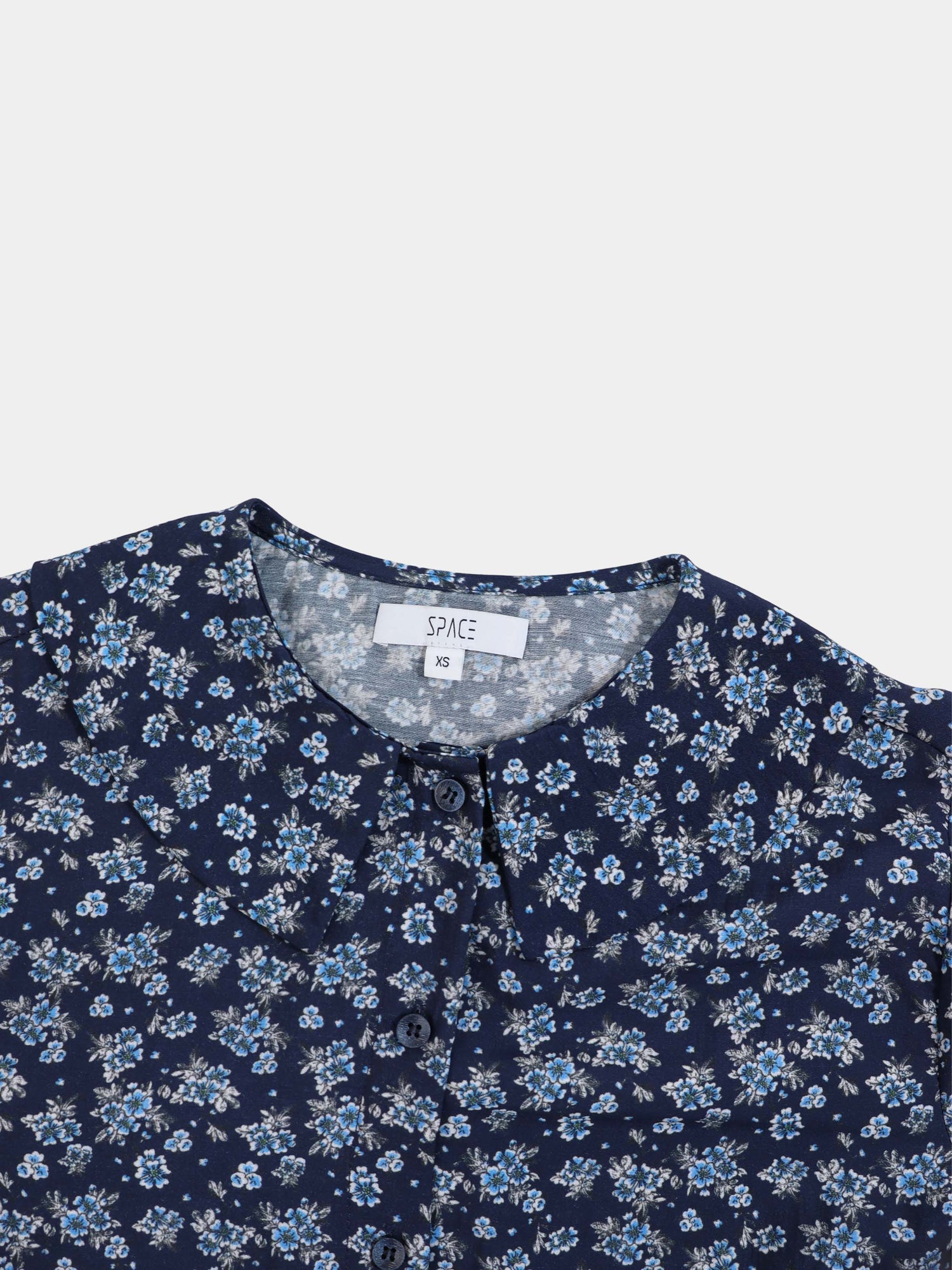 Peter Pan Collar Blouse-Blue Floral