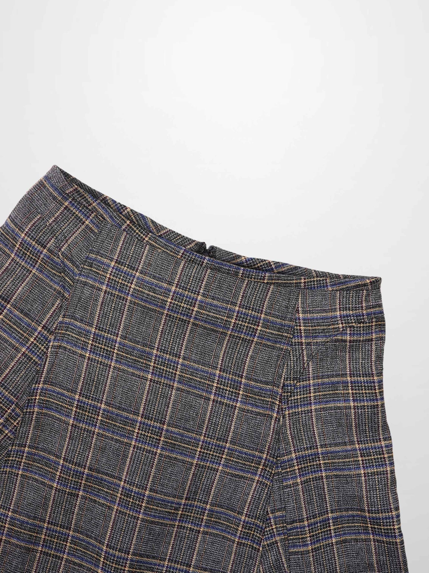 Seamed Flare Skirt - Grey Plaid