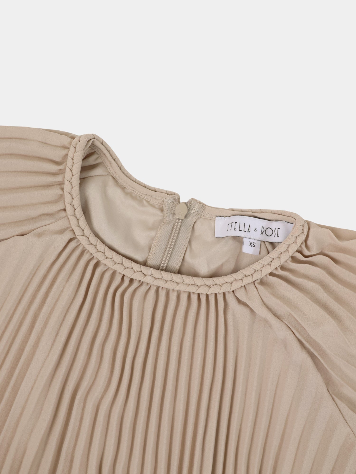 Micro Pleat Dress-Tan
