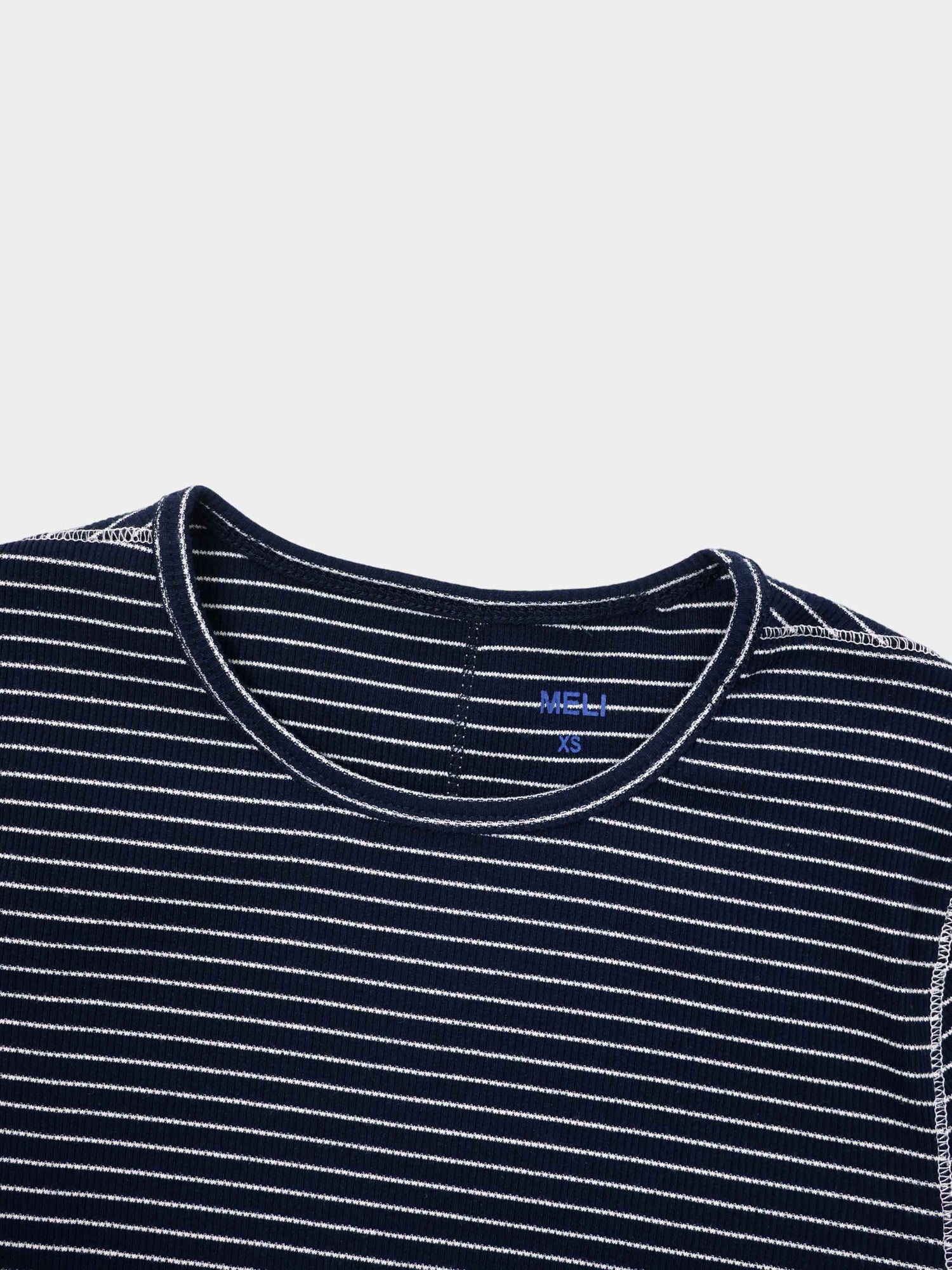 Striped Cross Stitch T-Shirt-Navy