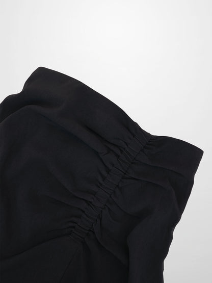 SIDE RUCHED SKIRT-BLACK