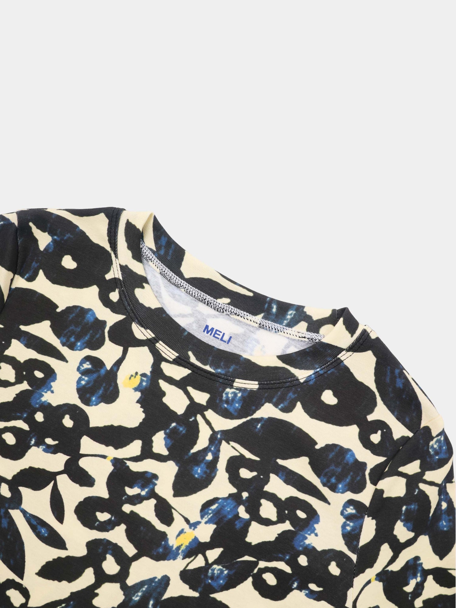 Basic Printed T-shirt-Black and Blue Mosaic