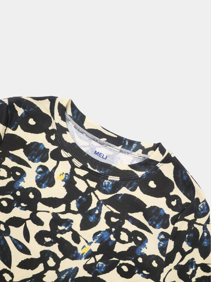 Basic Printed T-shirt-Black and Blue Mosaic