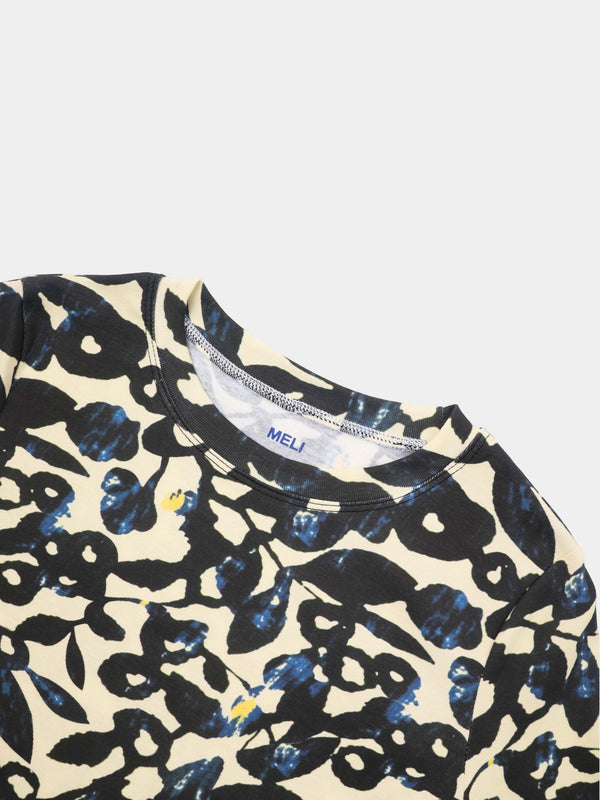 Basic Printed T-shirt-Black and Blue Mosaic