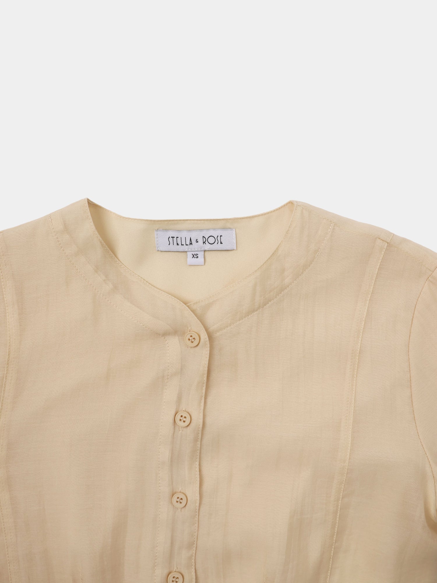 High V Neck Blouse-Sand