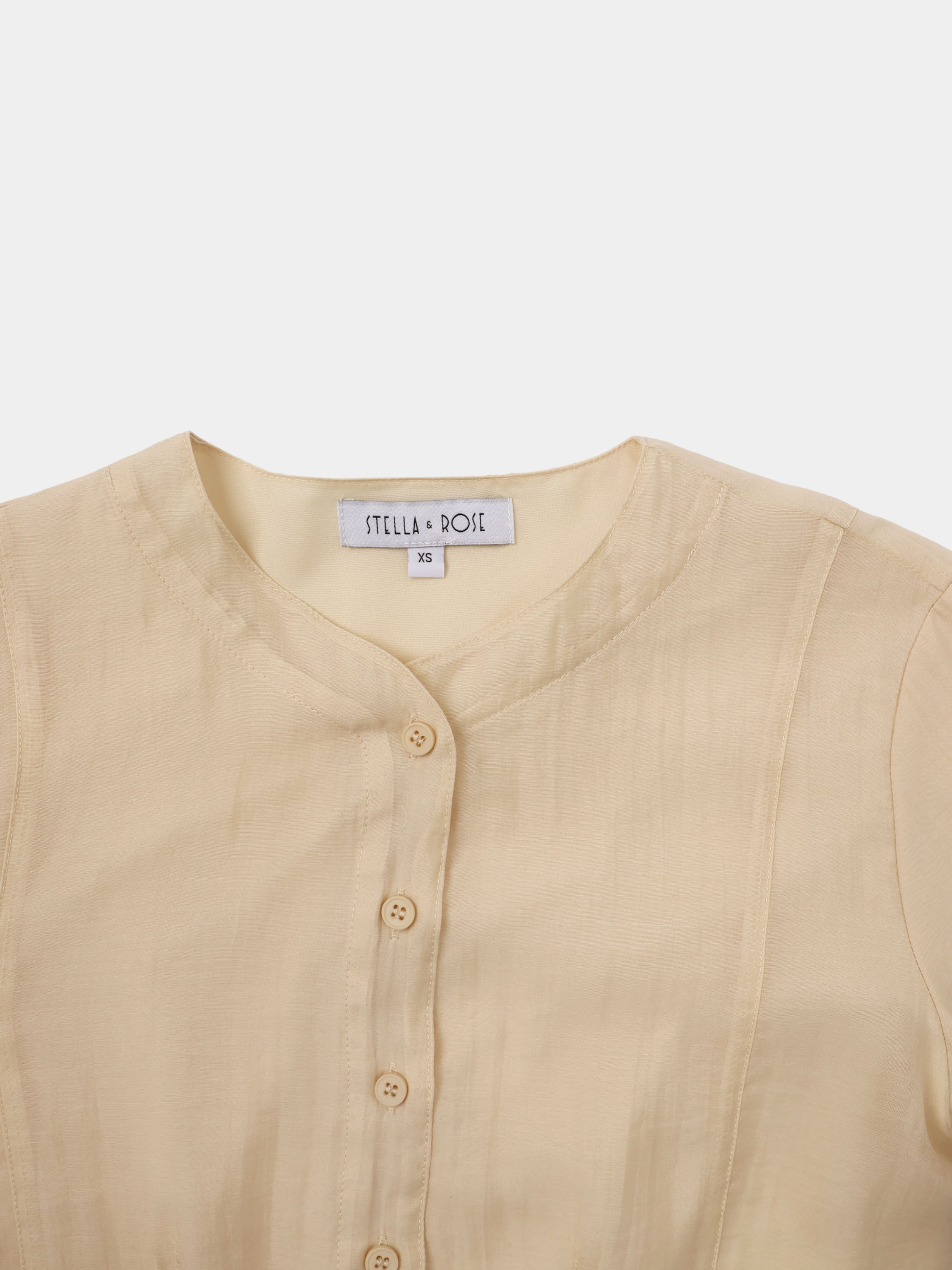 High V Neck Blouse-Sand