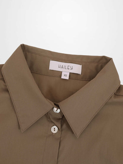 Cotton Button Down Blouse-Mocha Mousse