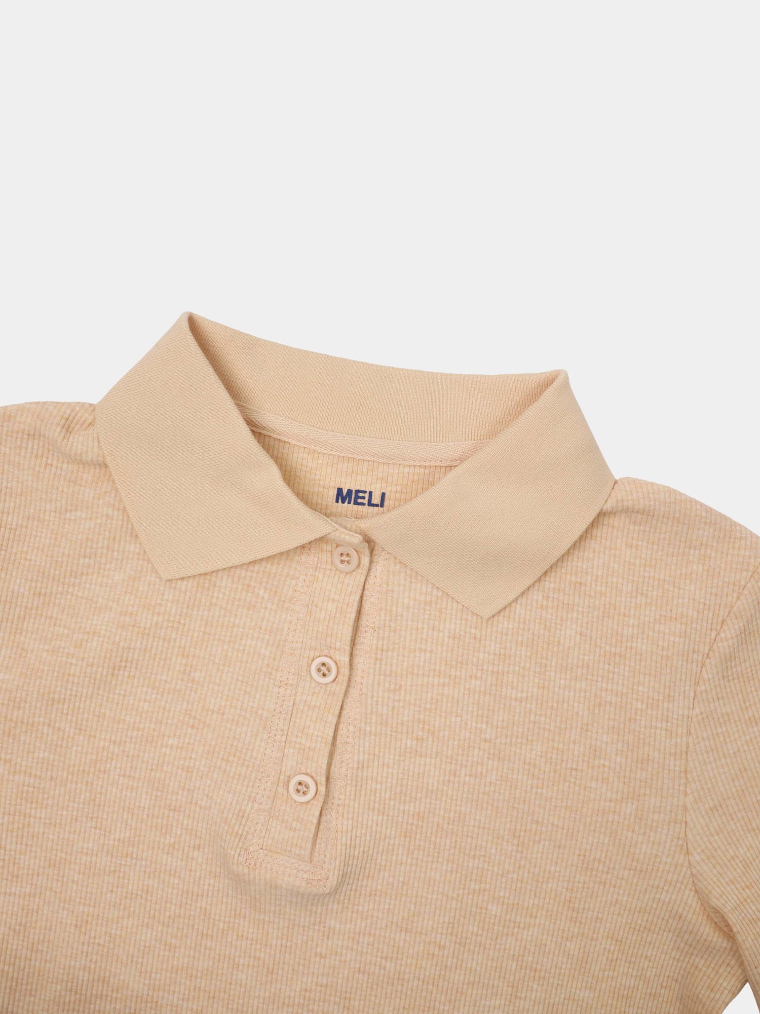Heathered Collared Tee-Tan