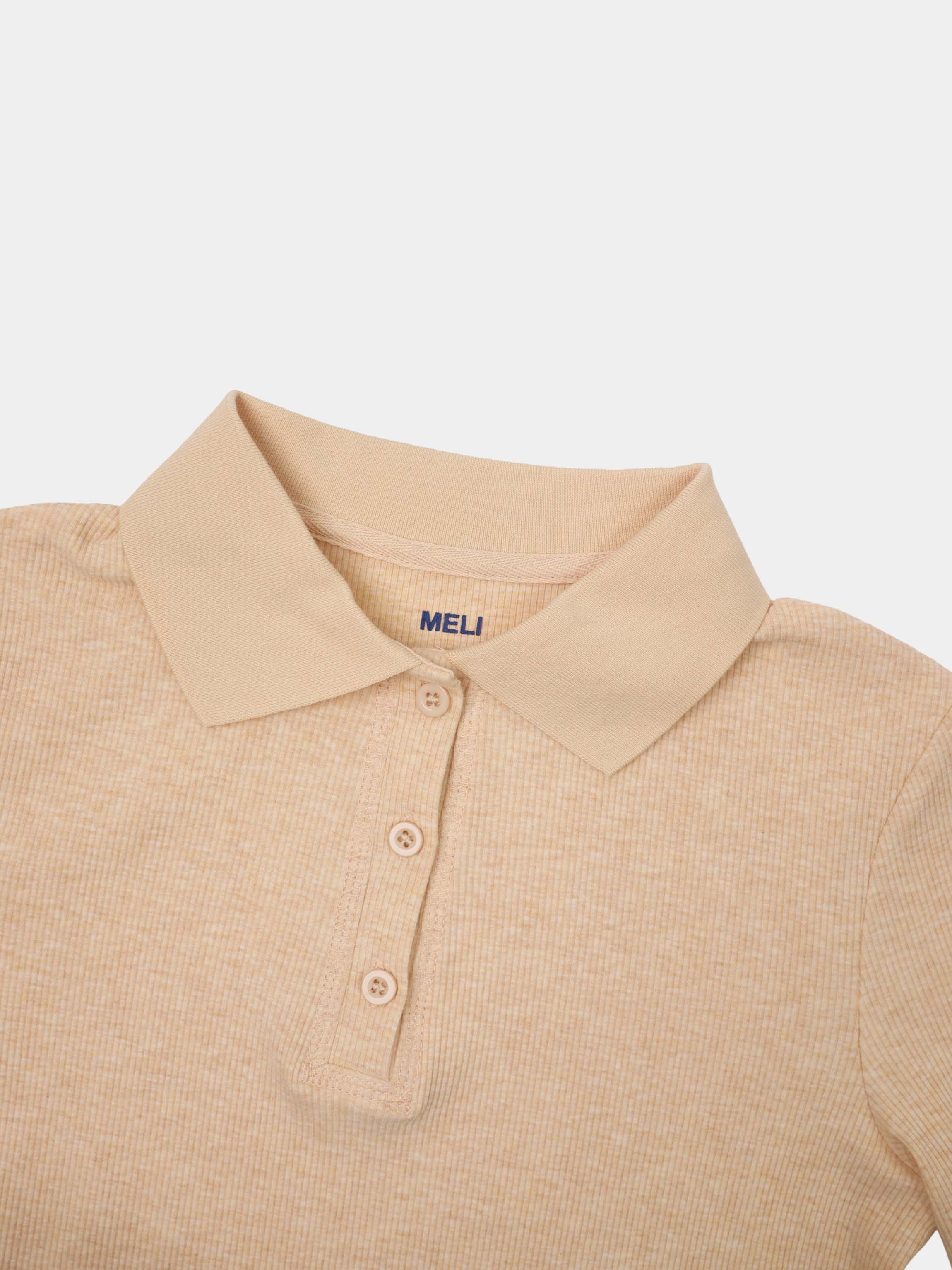 Heathered Collared Tee-Tan