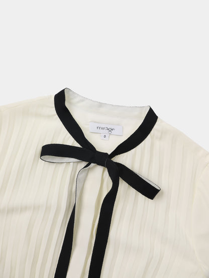 Mini Pleat Yoke Dress - Cream