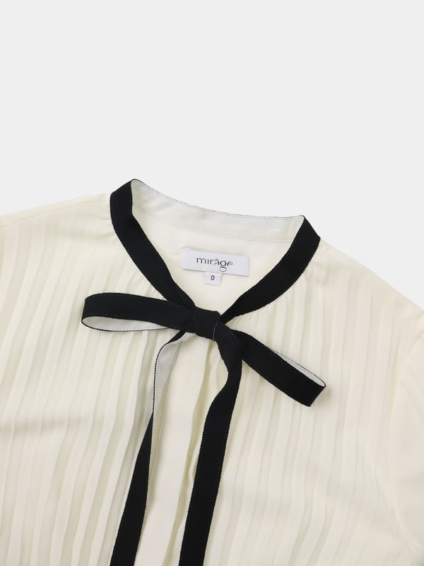 Mini Pleat Yoke Dress - Cream