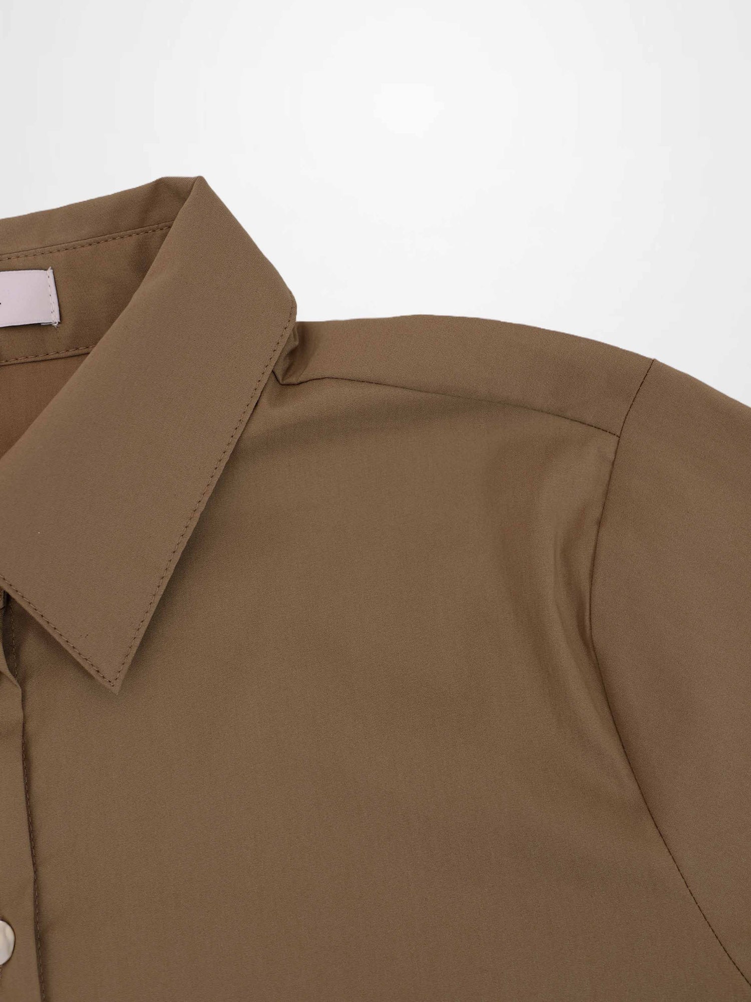 Cotton Button Down Blouse-Mocha Mousse