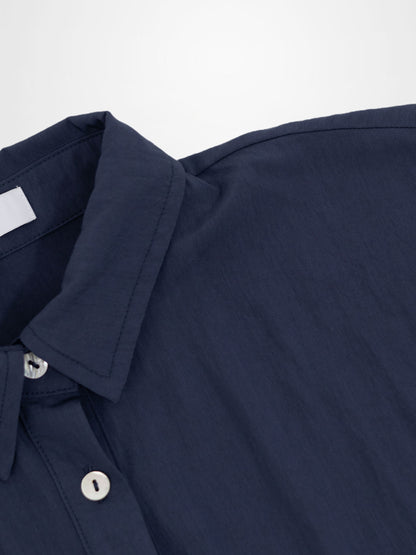 Boxy Dolman Sleeve Crinkle Blouse-Navy