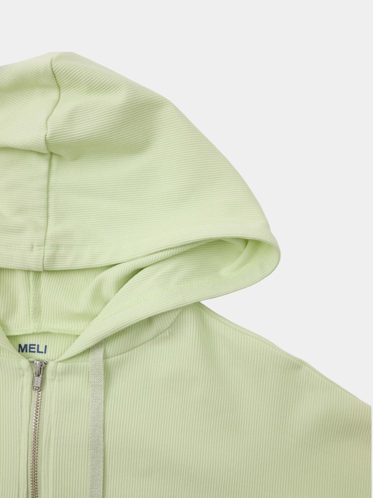Ribbed Half Zip Hoodie Tee-Mint