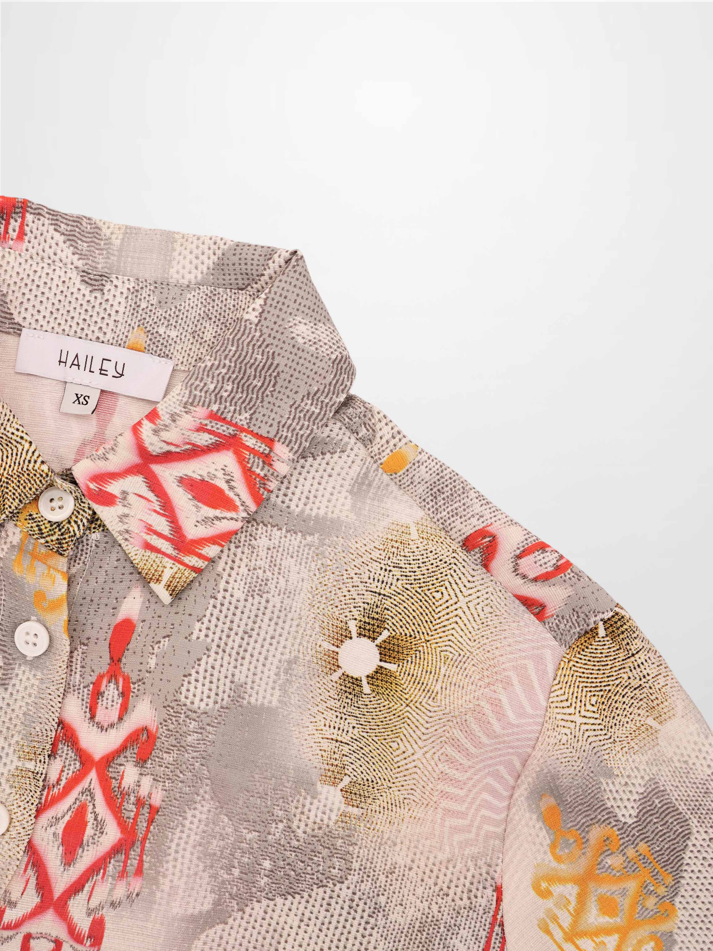 Button Down Collared Blouse-Ombre Print