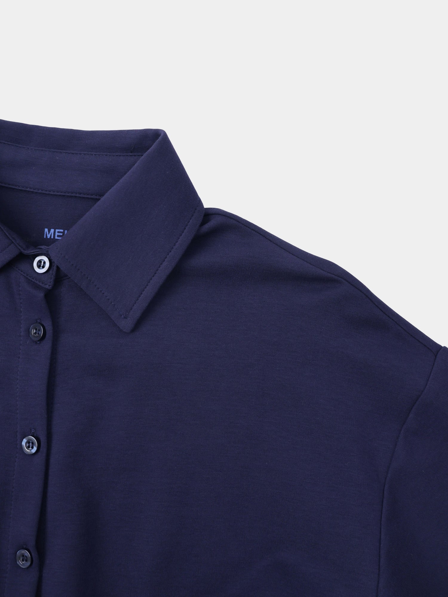 Waist Tie Button Down T-Shirt-Navy