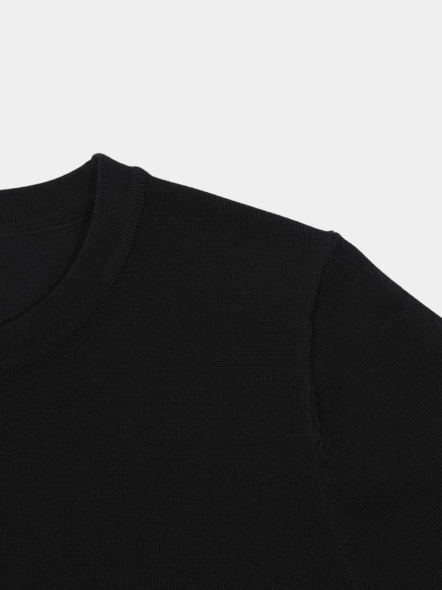 High Cuff Crew Sweater-Black