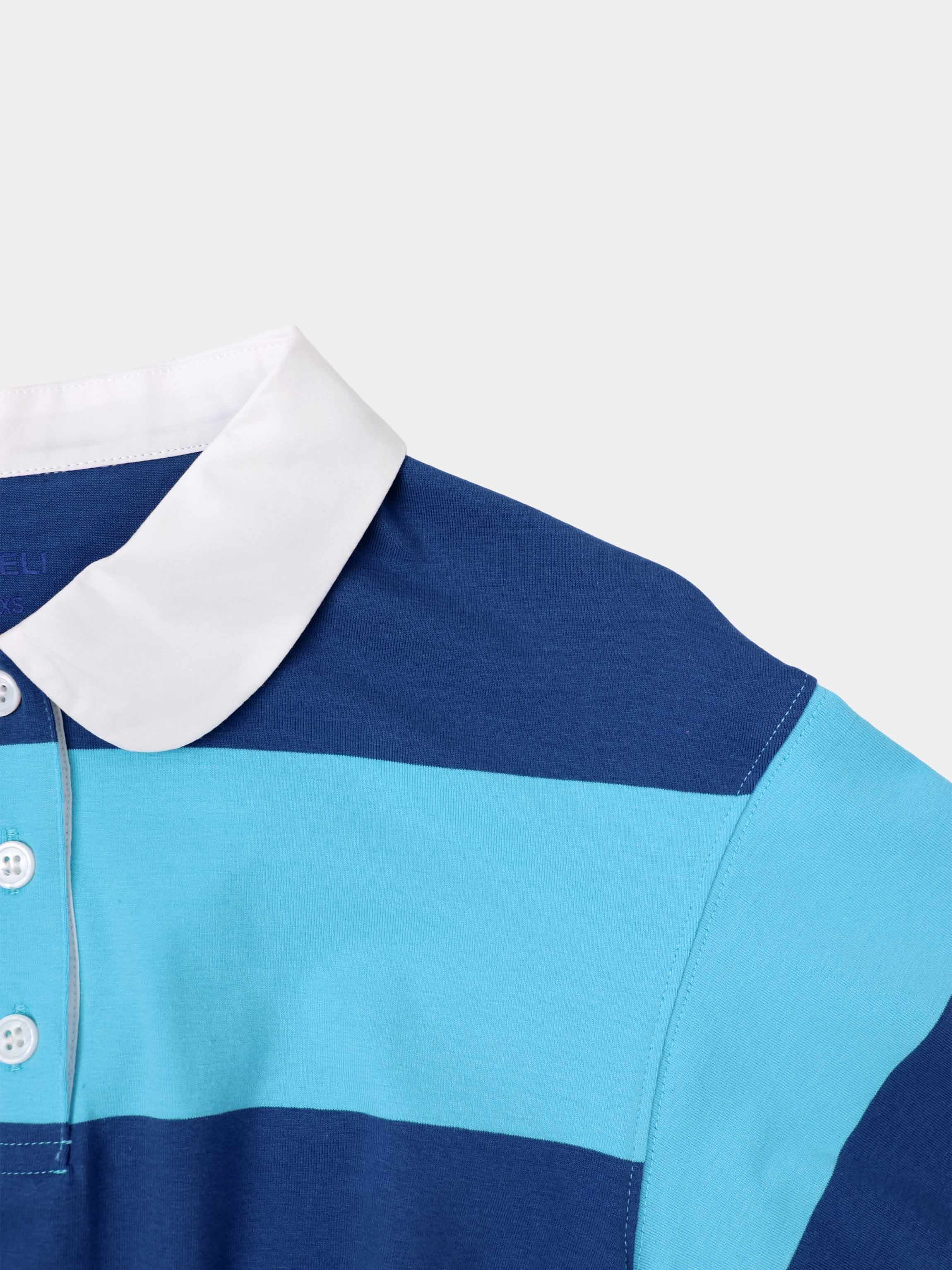 Striped Tie Bottom T-Shirt-Blue