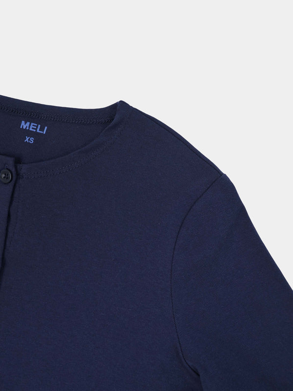 Crop T-Shirt Cardigan-Navy