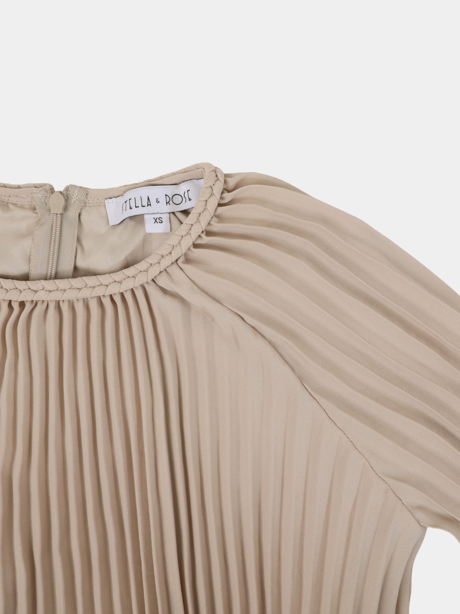 Micro Pleat Dress-Tan