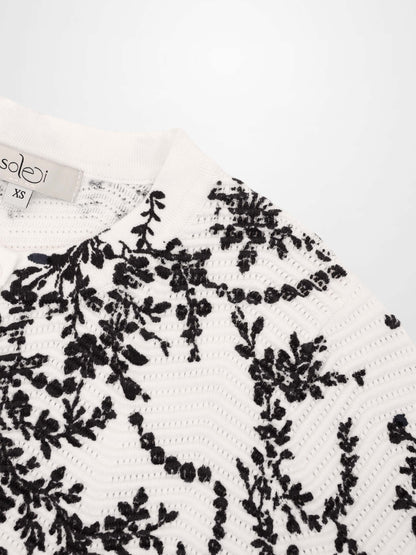 Printed Wave Cardigan-Scattered Vines