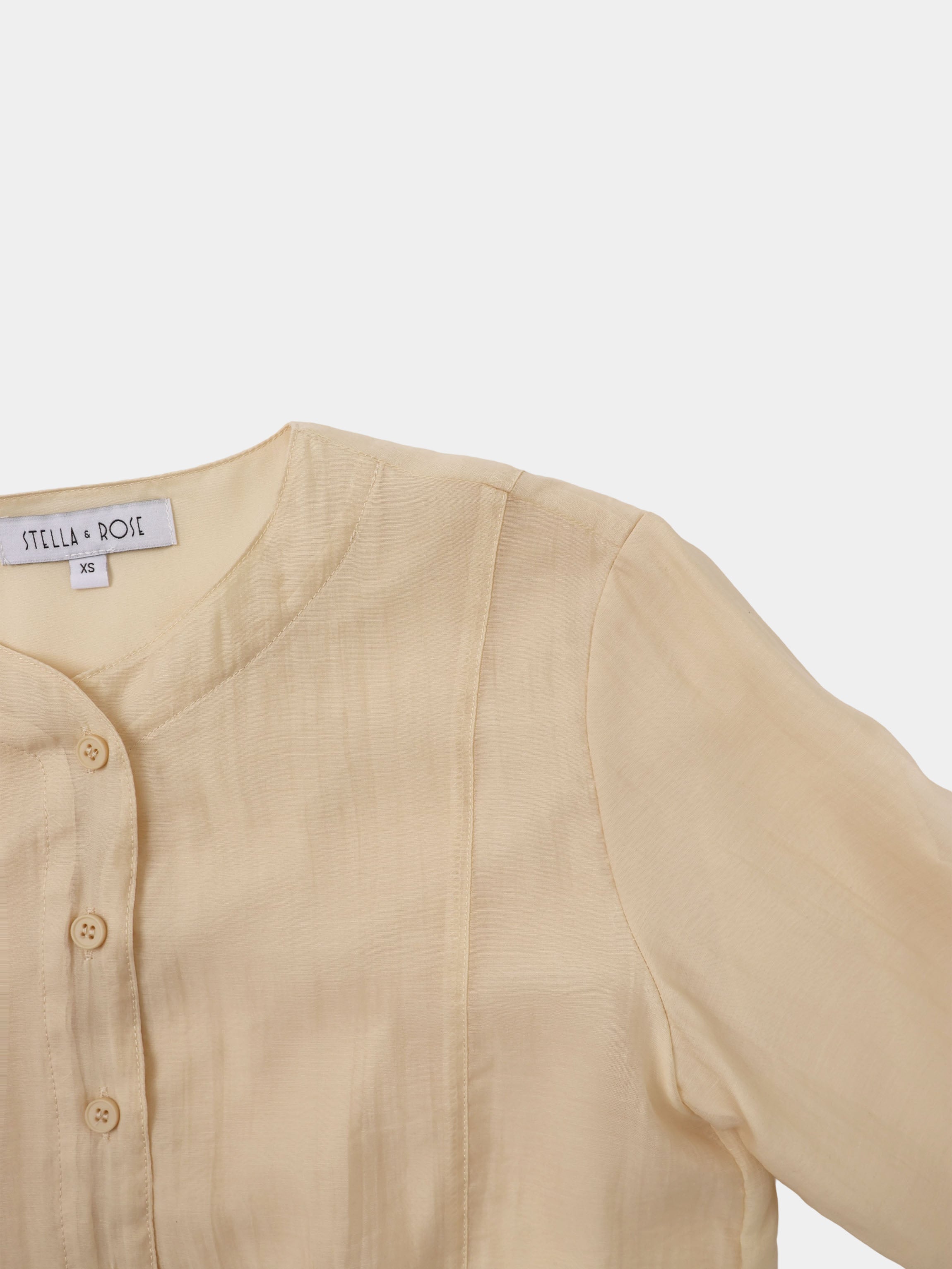 High V Neck Blouse-Sand