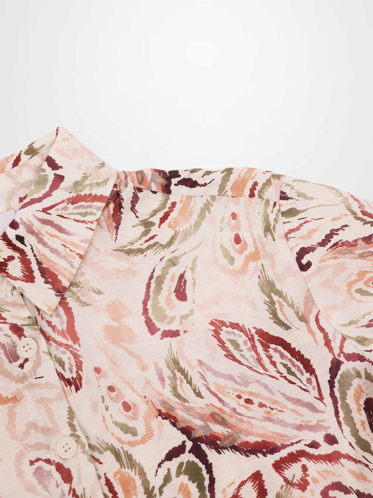 Button Down Collared Blouse-Peach Sketch