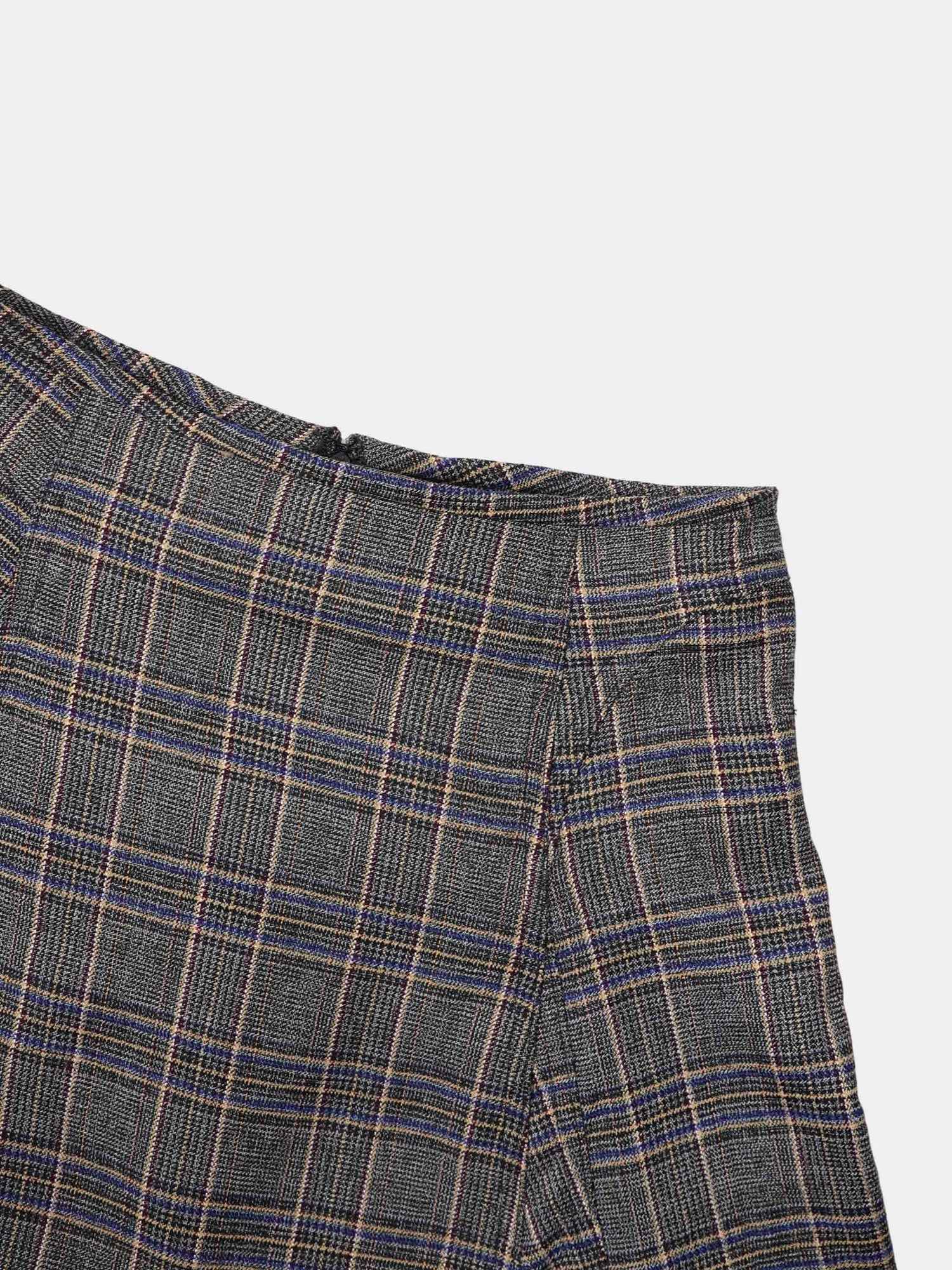 Seamed Flare Skirt - Grey Plaid