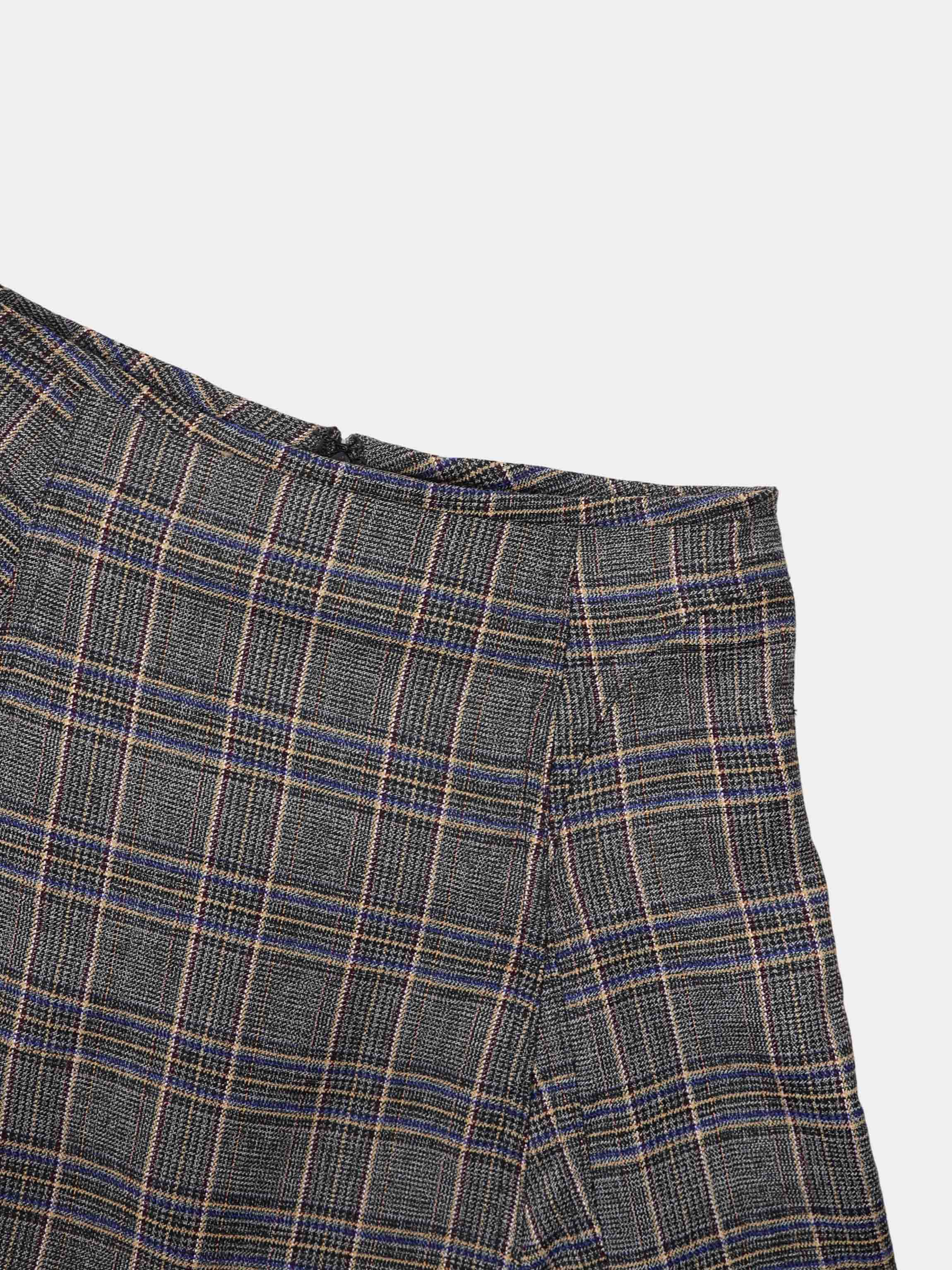 Seamed Flare Skirt - Grey Plaid