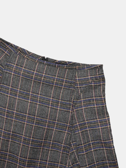Seamed Flare Skirt - Grey Plaid
