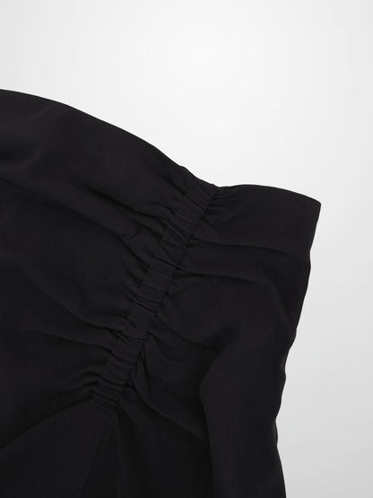 SIDE RUCHED SKIRT-BLACK
