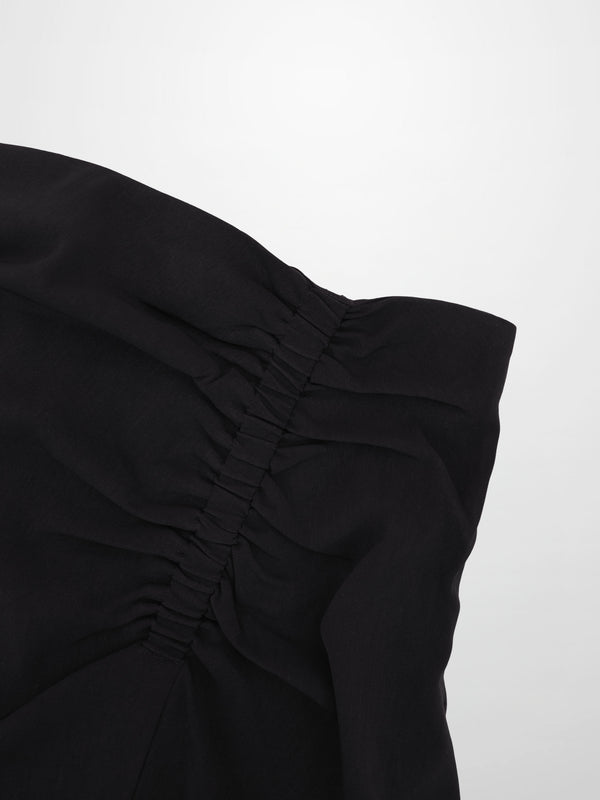 SIDE RUCHED SKIRT-BLACK