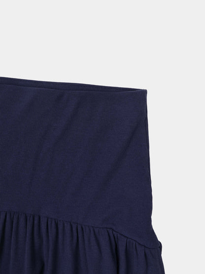 T-Shirt Ribbed Yoke Skirt-Navy