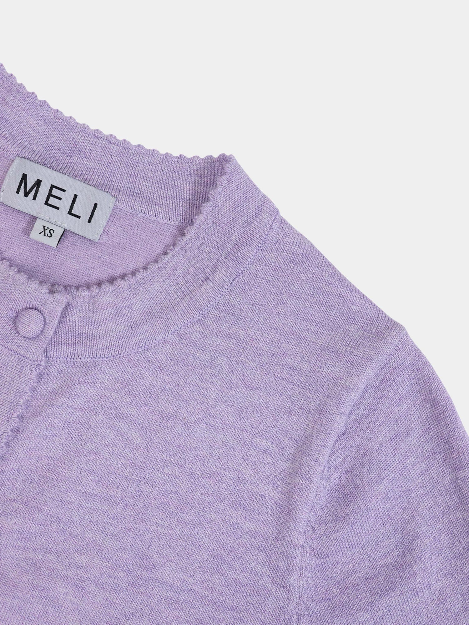 Trim Detail Crew Crop Cardigan-Heathered Lavander