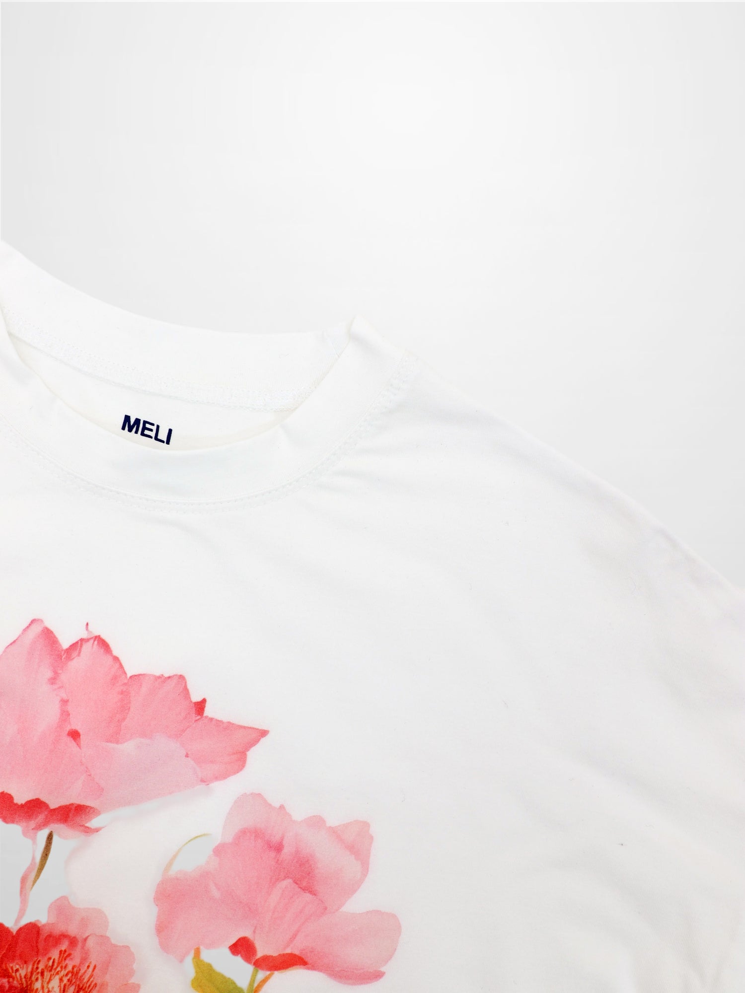 Motif Printed Tee-Pink Flower