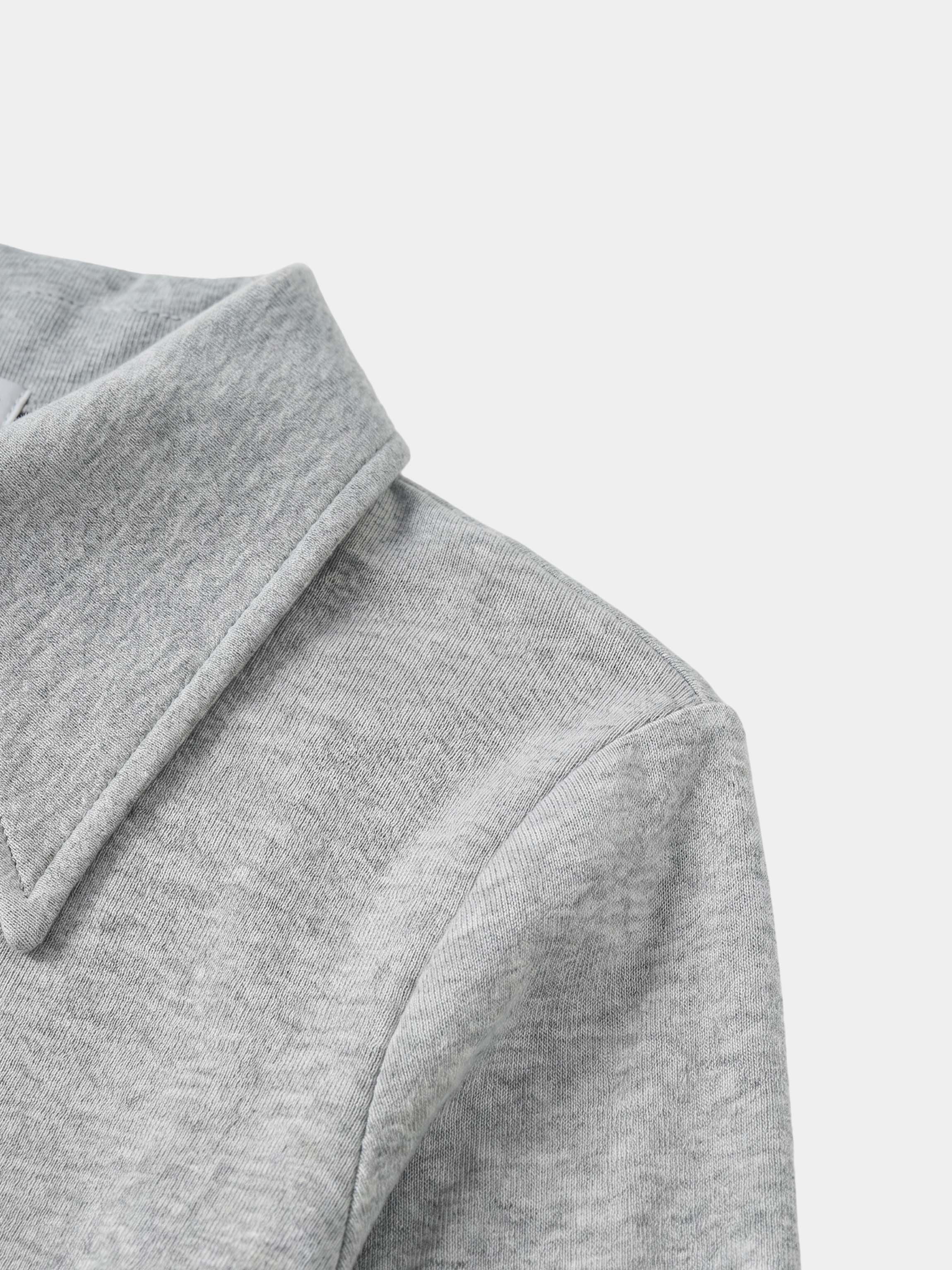 Ribbed Button Down Shirt-Heathered Grey
