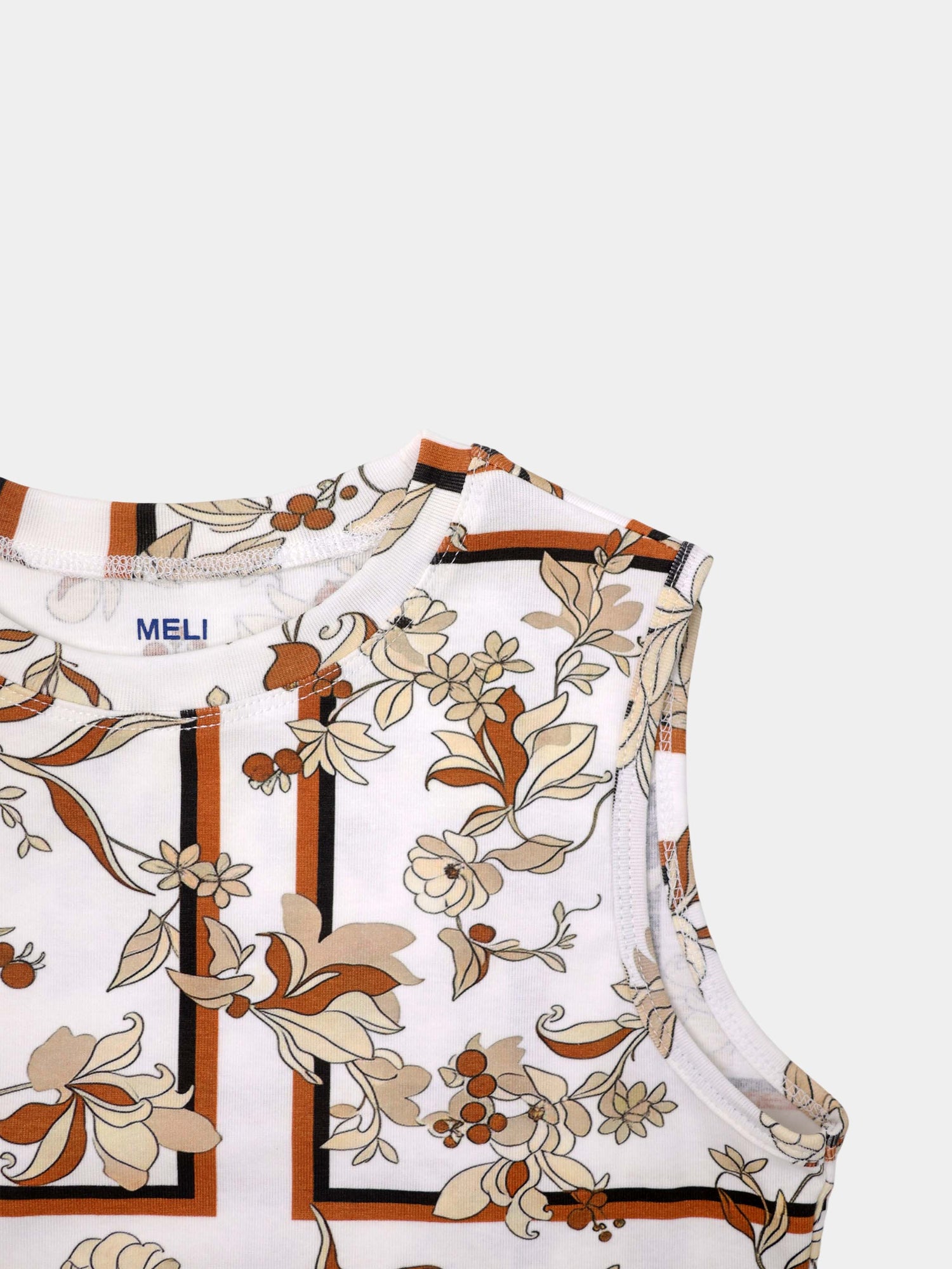 Sleeveless Tee-Windowpane Floral