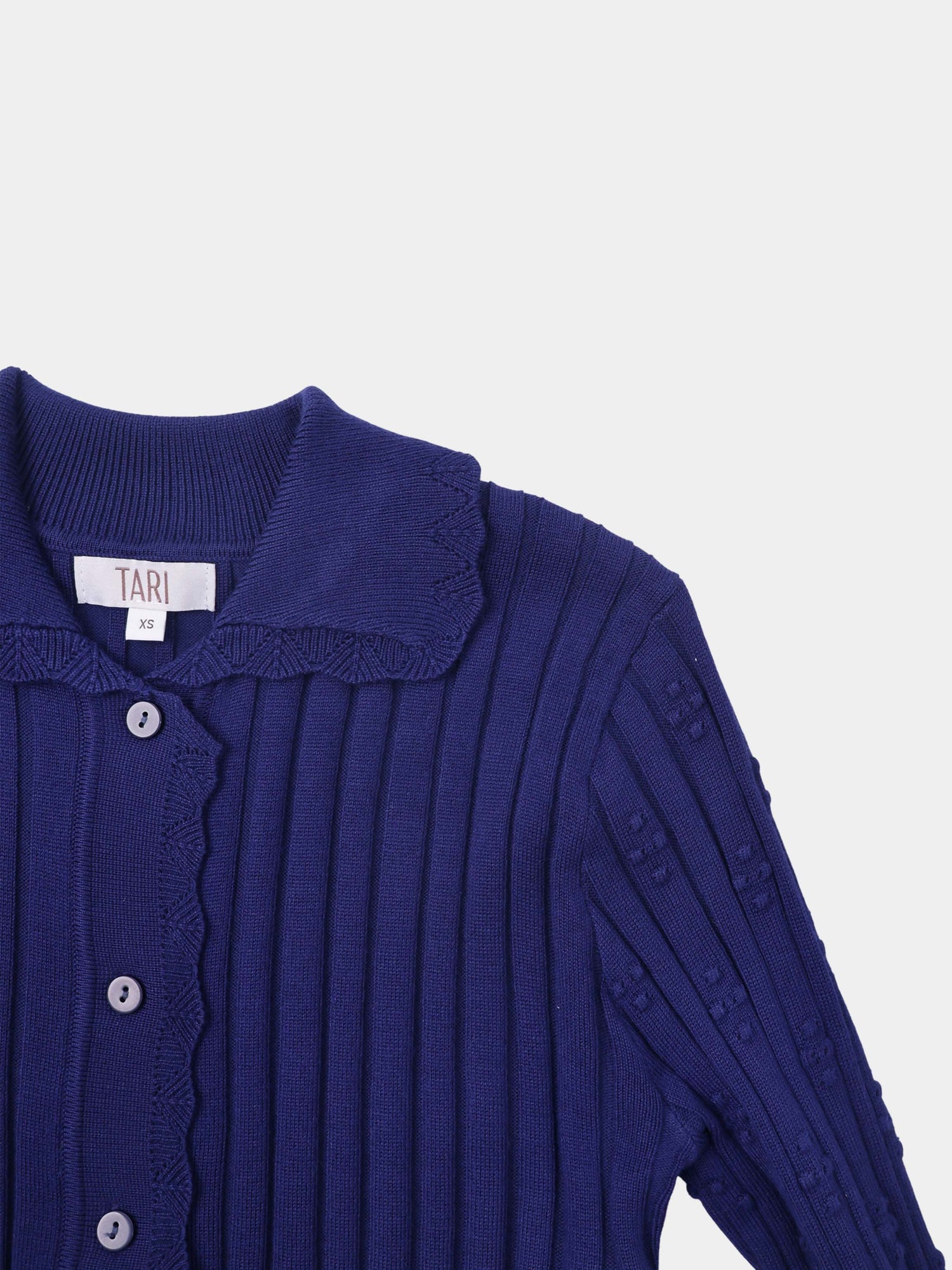Scalloped Edge Cardigan-Navy