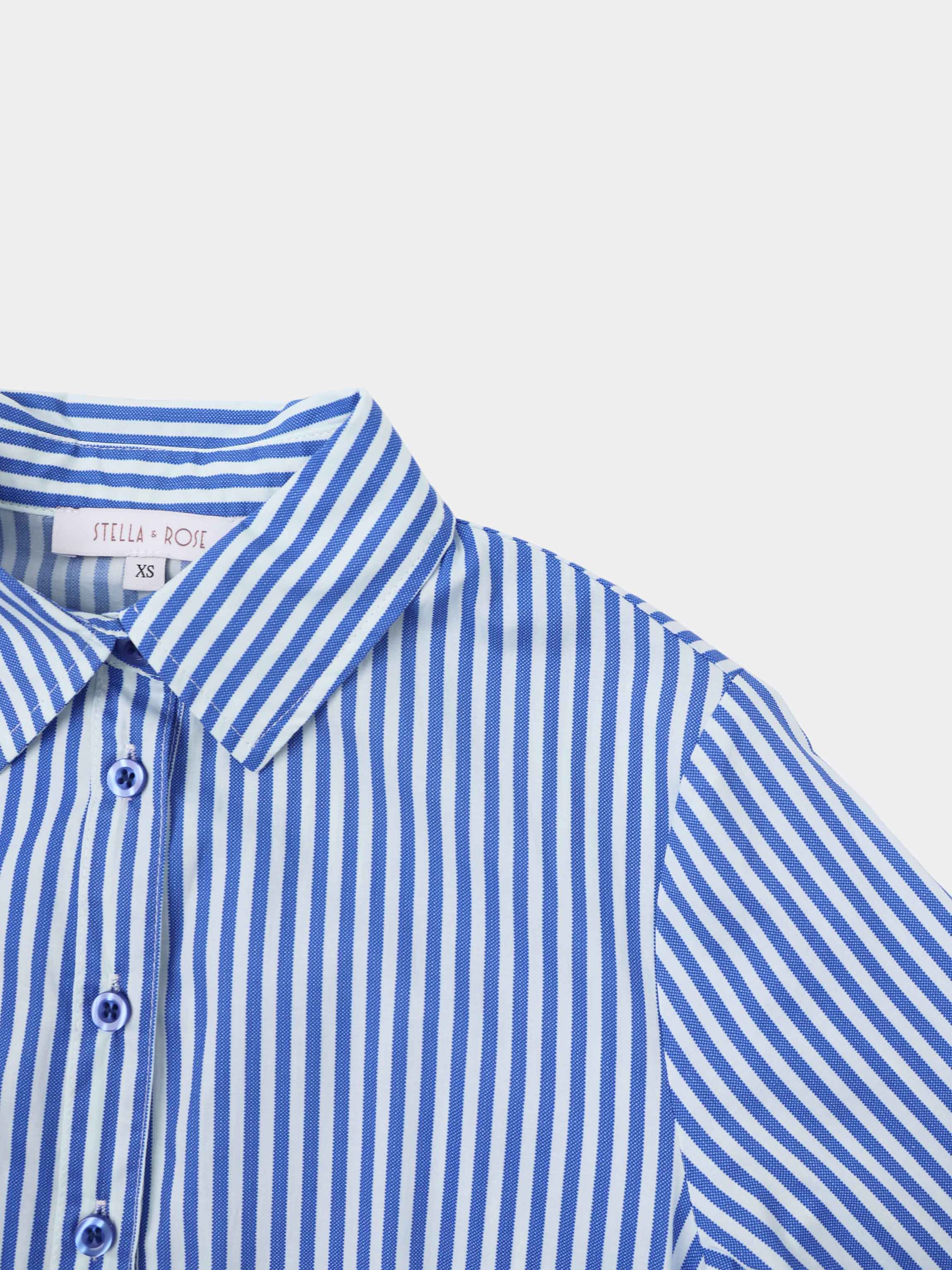 Ruched Knot Dress-Blue/White Stripe