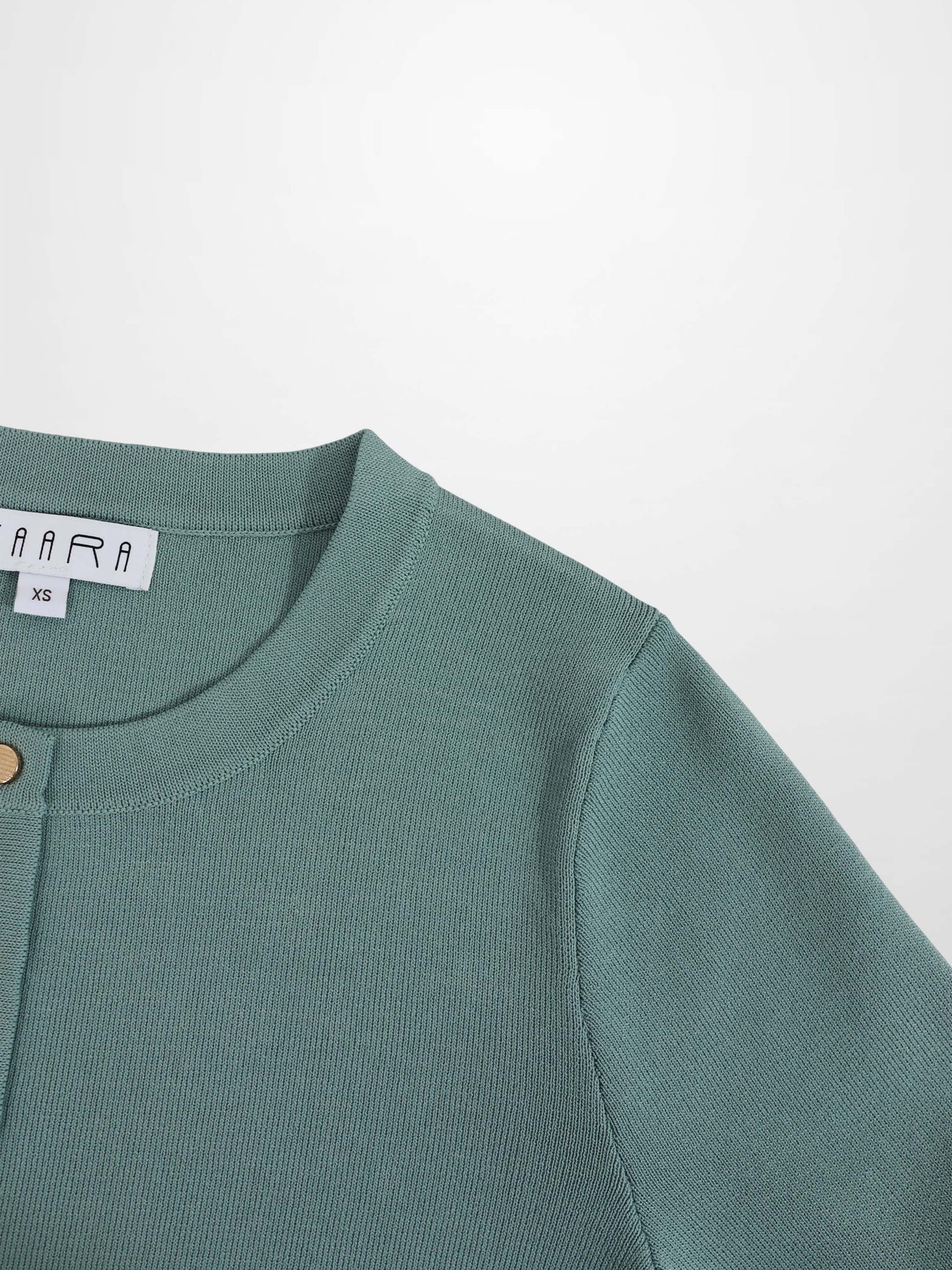 Gold Button Crop Cardigan-Sage