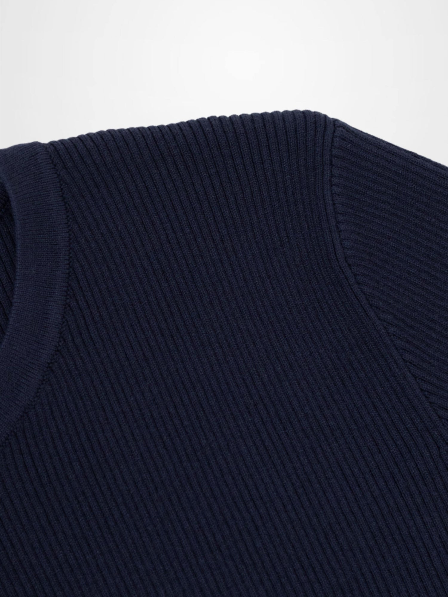 Ribbed Crew Neck Cardigan-True Navy
