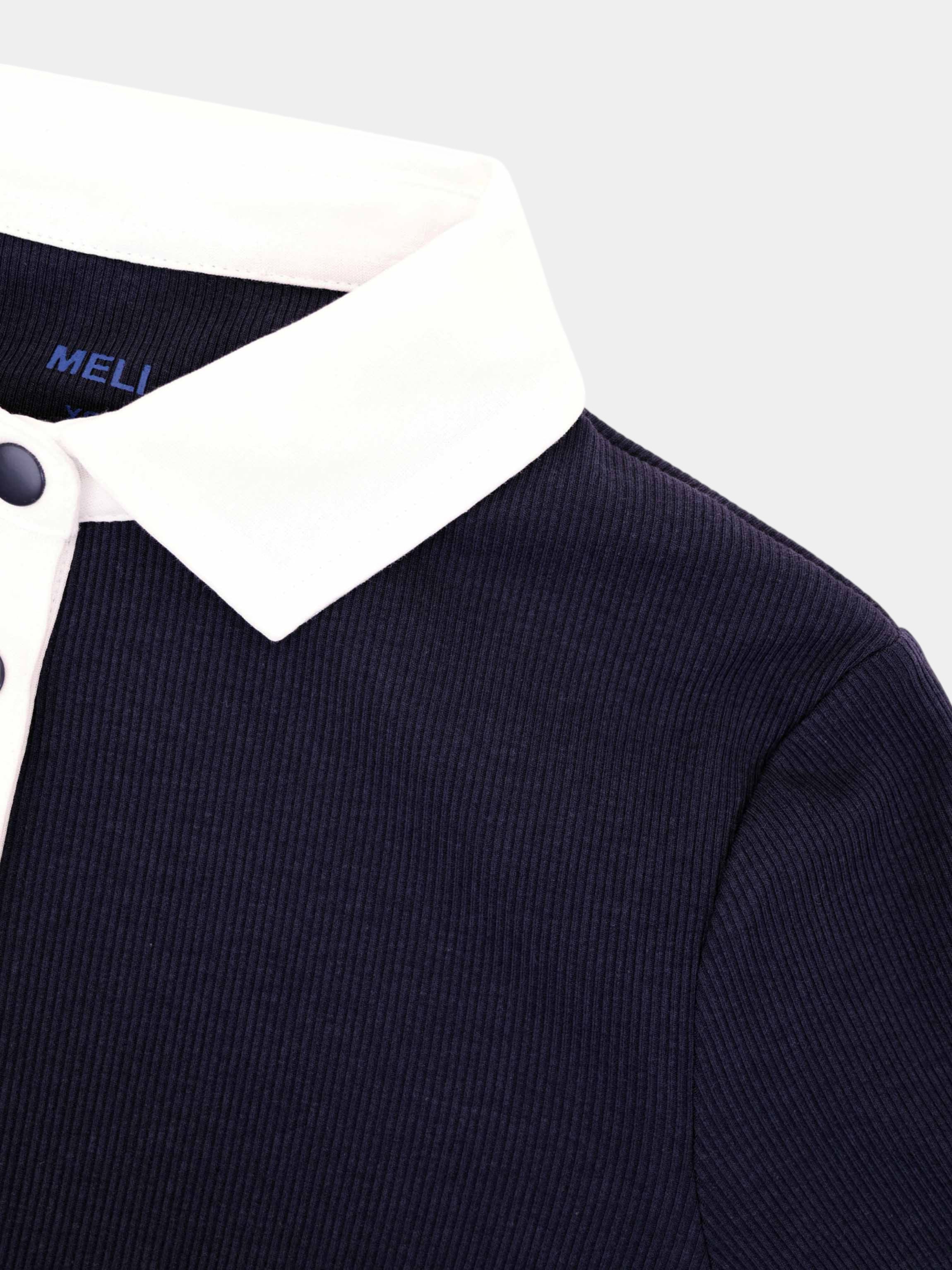 White Collar Polo-Navy