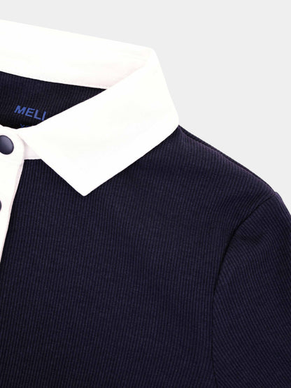 White Collar Polo-Navy