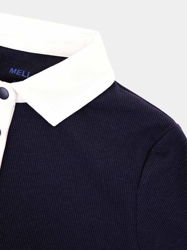 White Collar Polo-Navy