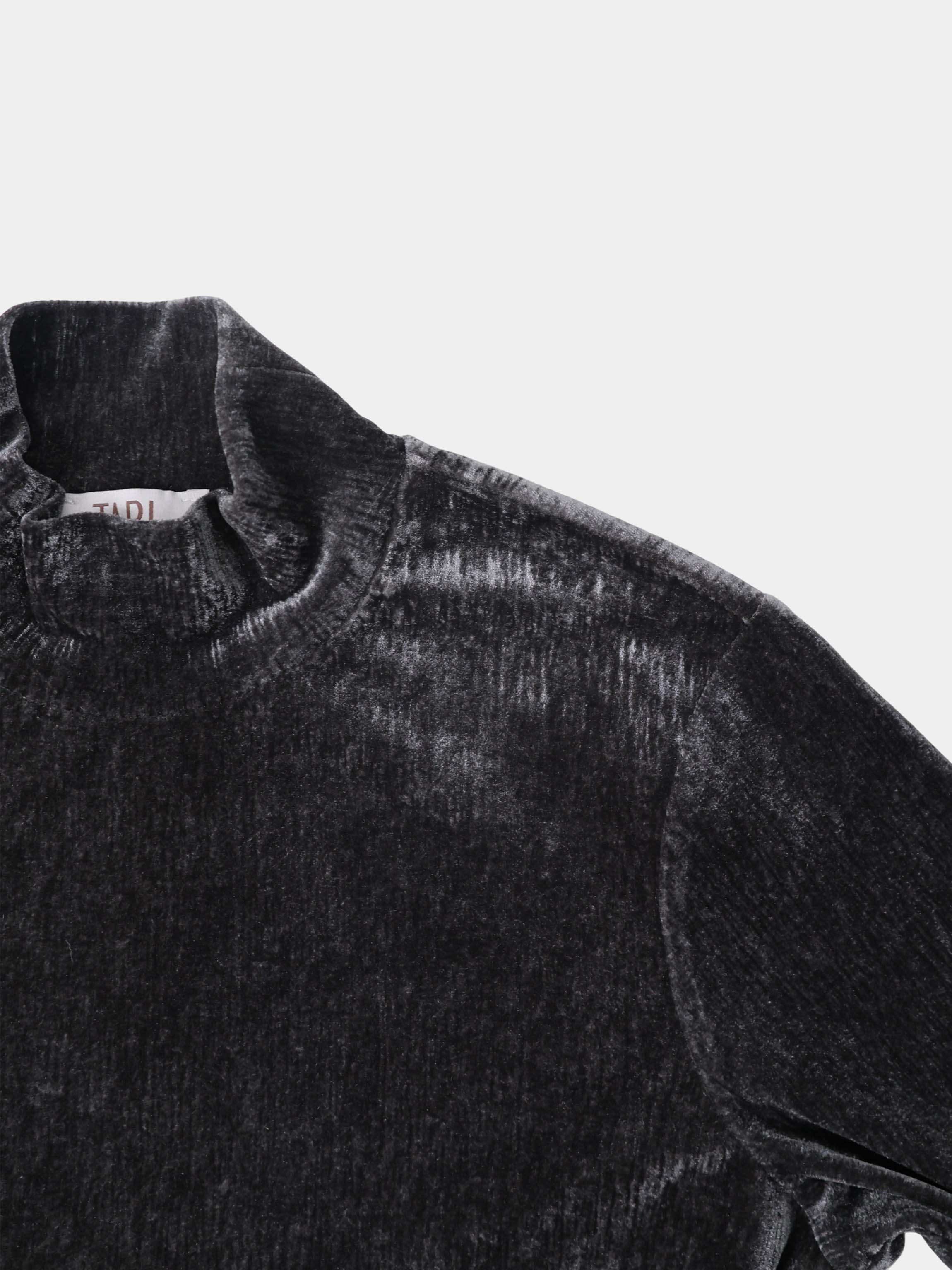 Textured Velour Turtleneck - Dark Grey