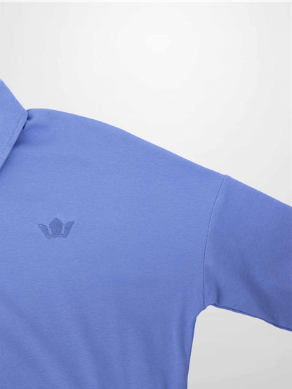 Collared Bomber Tee-Periwinkle